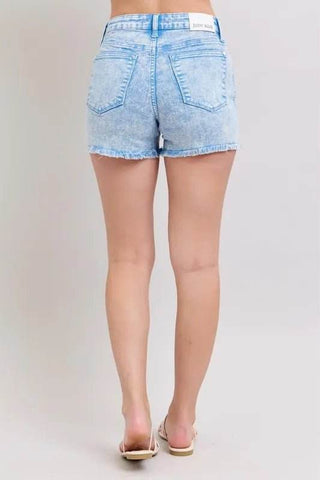 Judy Blue Full Size Mid Rise Garment Dyed Denim Shorts Plus Size - Just Believe Boutique