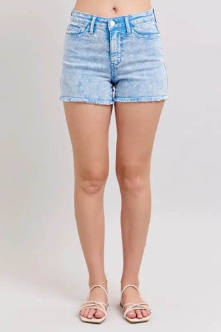 Judy Blue Full Size Mid Rise Garment Dyed Denim Shorts Plus Size - Just Believe Boutique