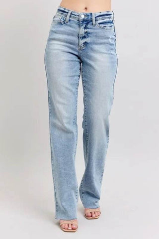 Judy Blue Full Size Mid Rise Light Wash Dad Jeans Plus Size - Just Believe Boutique