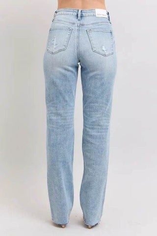 Judy Blue Full Size Mid Rise Light Wash Dad Jeans Plus Size - Just Believe Boutique