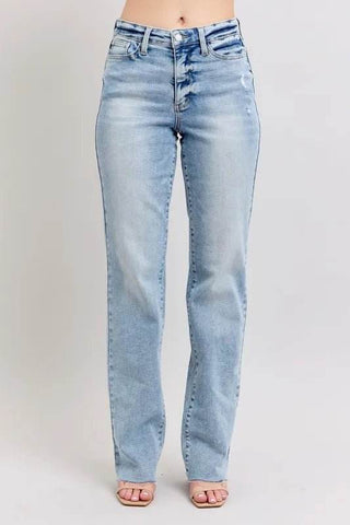 Judy Blue Full Size Mid Rise Light Wash Dad Jeans Plus Size - Just Believe Boutique