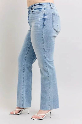 Judy Blue Full Size Mid Rise Light Wash Dad Jeans Plus Size - Just Believe Boutique