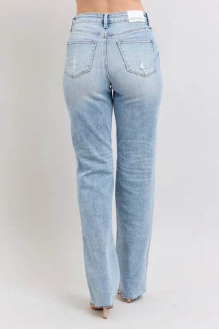 Judy Blue Full Size Mid Rise Light Wash Dad Jeans Plus Size - Just Believe Boutique
