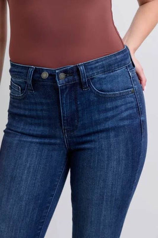 Judy Blue Full Size Mid Rise Skinny Jeans with Raw Hem Plus Size - Just Believe Boutique