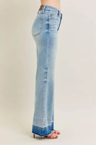 Judy Blue Full Size Mr Release Hem Wide Leg Jeans Plus Size - Just Believe Boutique