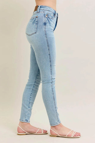 Judy Blue Full Size Mr Tummy Control Vintage Wash Skinny Jeans Plus Size - Just Believe Boutique