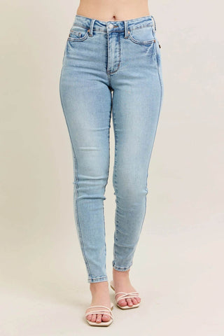 Judy Blue Full Size Mr Tummy Control Vintage Wash Skinny Jeans Plus Size - Just Believe Boutique