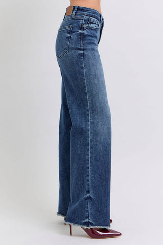 Judy Blue Full Size Raw Hem Mid Rise Jeans - Just Believe Boutique