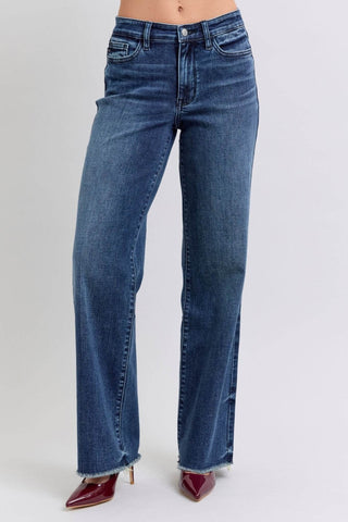 Judy Blue Full Size Raw Hem Mid Rise Jeans - Just Believe Boutique