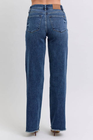 Judy Blue Full Size Raw Hem Mid Rise Jeans - Just Believe Boutique
