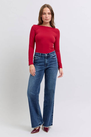 Judy Blue Full Size Raw Hem Mid Rise Jeans - Just Believe Boutique