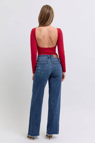 Judy Blue Full Size Raw Hem Mid Rise Jeans - Just Believe Boutique