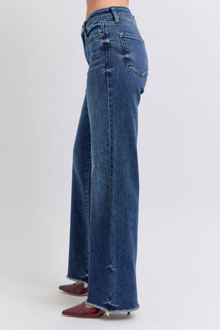 Judy Blue Full Size Raw Hem Mid Rise Jeans - Just Believe Boutique