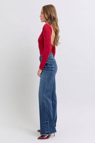 Judy Blue Full Size Raw Hem Mid Rise Jeans - Just Believe Boutique