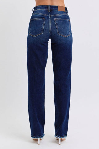 Judy Blue Full Size Raw Hem Straight Leg Jeans - Just Believe Boutique