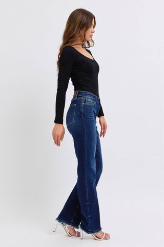Judy Blue Full Size Raw Hem Straight Leg Jeans - Just Believe Boutique