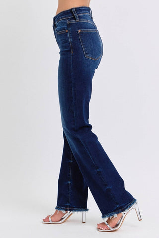 Judy Blue Full Size Raw Hem Straight Leg Jeans - Just Believe Boutique