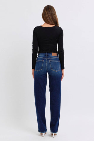 Judy Blue Full Size Raw Hem Straight Leg Jeans - Just Believe Boutique