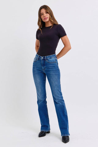 Judy Blue Full Size Run Mid-Rise Bootcut Jeans with Thermal Lining - Just Believe Boutique