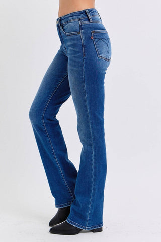Judy Blue Full Size Run Mid-Rise Bootcut Jeans with Thermal Lining - Just Believe Boutique