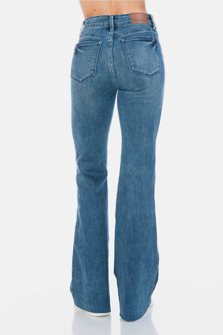 Judy Blue Full Size Tummy Control Cut Hem Flare Jeans - Just Believe Boutique