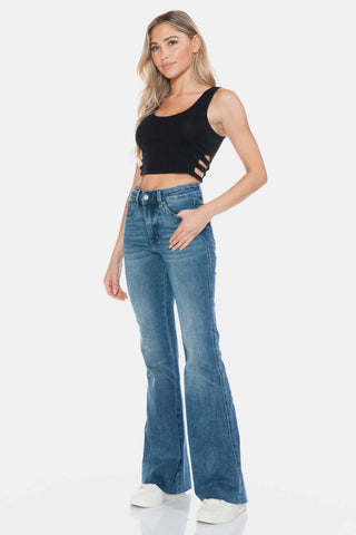 Judy Blue Full Size Tummy Control Cut Hem Flare Jeans - Just Believe Boutique