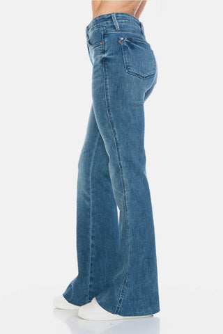 Judy Blue Full Size Tummy Control Cut Hem Flare Jeans - Just Believe Boutique