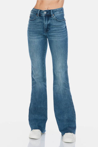 Judy Blue Full Size Tummy Control Cut Hem Flare Jeans - Just Believe Boutique