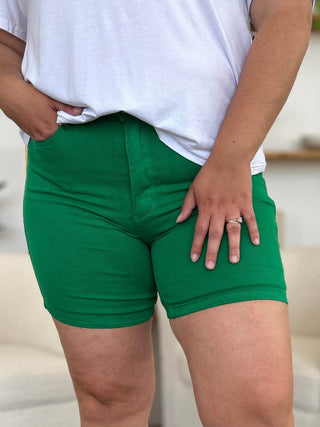 Judy Blue Full Size Tummy Control Garment Dyed Denim Shorts - Just Believe Boutique