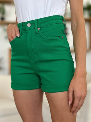 Judy Blue Full Size Tummy Control Garment Dyed Denim Shorts - Just Believe Boutique