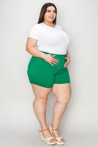 Judy Blue Full Size Tummy Control Garment Dyed Denim Shorts - Just Believe Boutique