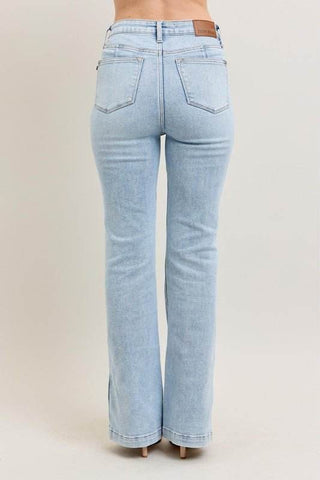 Judy Blue Full Size Tummy Control Vintage Wash Side Slit Slim Boot Jeans Plus Size - Just Believe Boutique