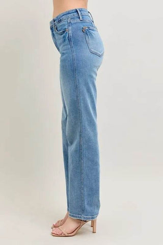 Judy Blue Full Size Tummy Control Vintage Wash Straight Jeans Plus Size - Just Believe Boutique
