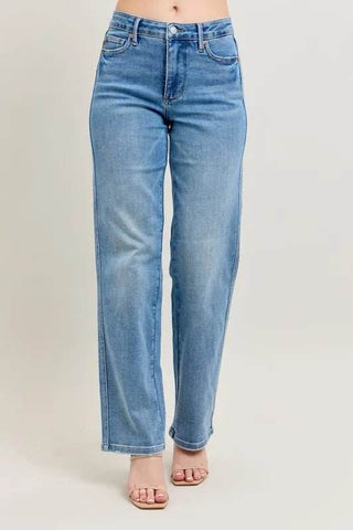 Judy Blue Full Size Tummy Control Vintage Wash Straight Jeans Plus Size - Just Believe Boutique