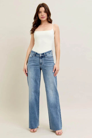 Judy Blue Full Size V - Front Baggy Jeans Plus Size - Just Believe Boutique