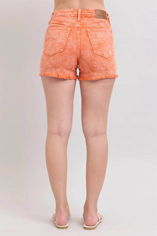 Judy Blue Peach Mid Rise Denim Shorts - Just Believe Boutique