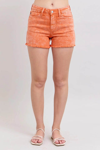 Judy Blue Peach Mid Rise Denim Shorts - Just Believe Boutique
