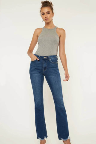 Kancan Cat's Whiskers Raw Hem Flare Jeans - Just Believe Boutique