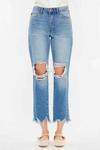 Kancan Distressed Frayed Hem Cropped Jeans - Just Believe Boutique