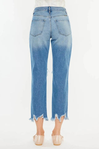 Kancan Distressed Frayed Hem Cropped Jeans - Just Believe Boutique
