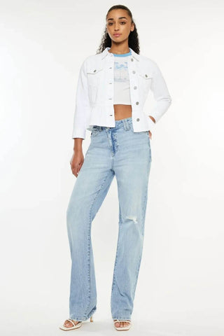 Kancan Distressed High Waist Straight Jeans - Just Believe Boutique