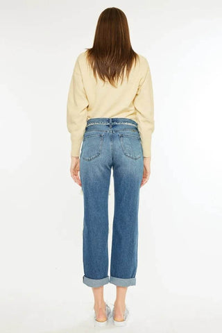 Kancan Distressed Mid Rise True Boyfriend Jeans - Just Believe Boutique