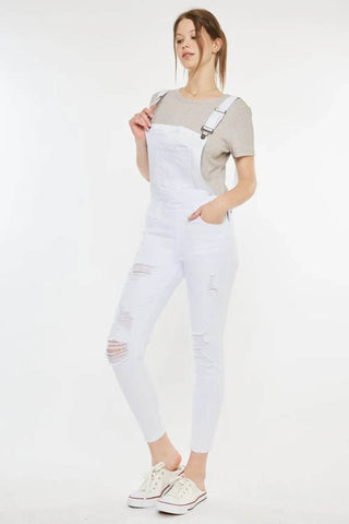 Kancan Distressed Skinny Denim Overalls - Just Believe Boutique
