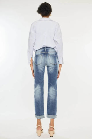 Kancan High Rise Cuffed Straight Jeans - Just Believe Boutique