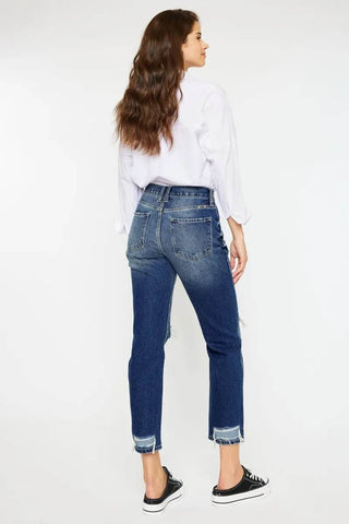 Kancan High Rise Distressed Mom Fit Jeans - Just Believe Boutique