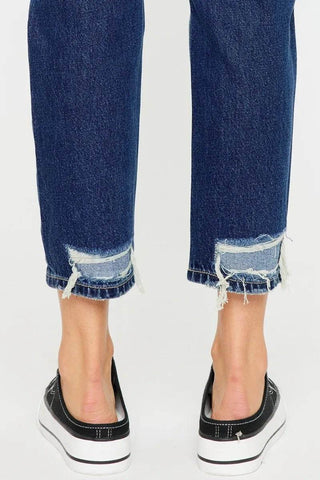Kancan High Rise Distressed Mom Fit Jeans - Just Believe Boutique