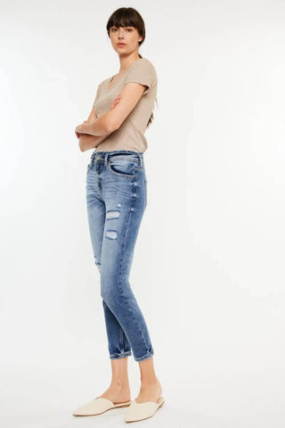Kancan High Rise Distressed Mom Jeans - Just Believe Boutique
