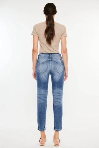 Kancan High Rise Distressed Mom Jeans - Just Believe Boutique