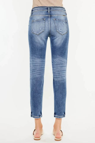 Kancan High Rise Distressed Mom Jeans - Just Believe Boutique