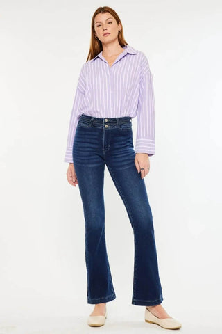 Kancan High Rise Double Waistband Flare Jeans - Just Believe Boutique